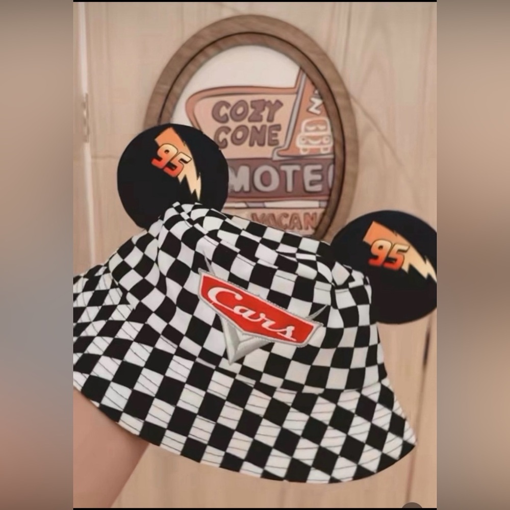 Cars Checkered Bucket Hat with Ears